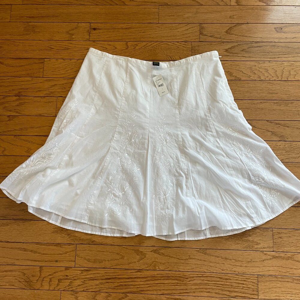 NEW Lane Bryant Size 20 White Embroidered Skirt A-Line Cotton Lined Romantic NWT